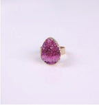 Natural Stone Agate Crystal Bud Women Rings  Rose Vintage Rings