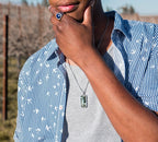 Seraphinite Stone Tag in Black Rhodium Plated Sterling Silver