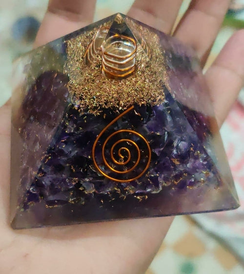 Amethyst Orgone Pyramid EMF protection Chakra Crystal Healing Reiki