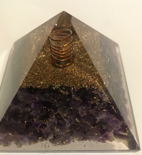 Amethyst Orgone Pyramid EMF protection Chakra Crystal Healing Reiki