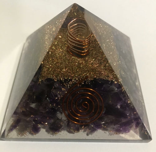 Amethyst Orgone Pyramid EMF protection Chakra Crystal Healing Reiki