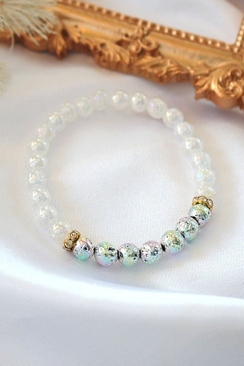 Chrome Lava Stone Elastic Bracelet