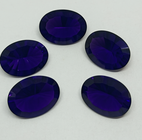Iridescent Carved Gemstones – Set of 5, Natural Luminescent Finish