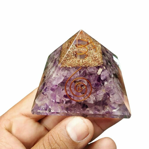 Amethyst Orgone Pyramid EMF protection Chakra Crystal Healing Reiki